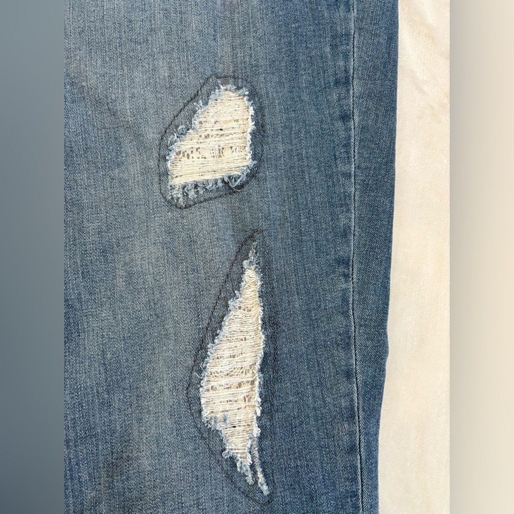 DG2 by Diane Gilman Distressed Lace Patch Straight Leg Jeans - 20W - Picture 12 of 16